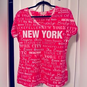 Bright pink short sleeve T-shirt with bling! Size L